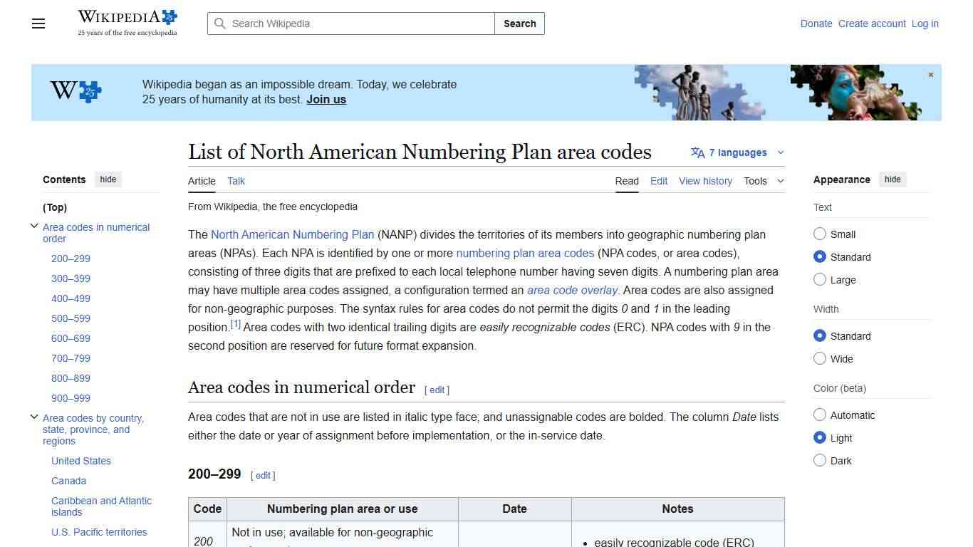 List of North American Numbering Plan area codes - Wikipedia